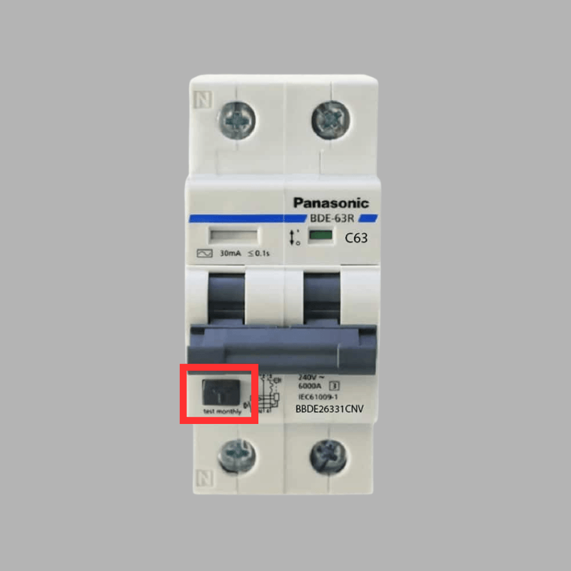 Hướng dẫn kiểm tra tính năng chống giật bằng nút bấm Test chữ T định kỳ trên RCBO Panasonic